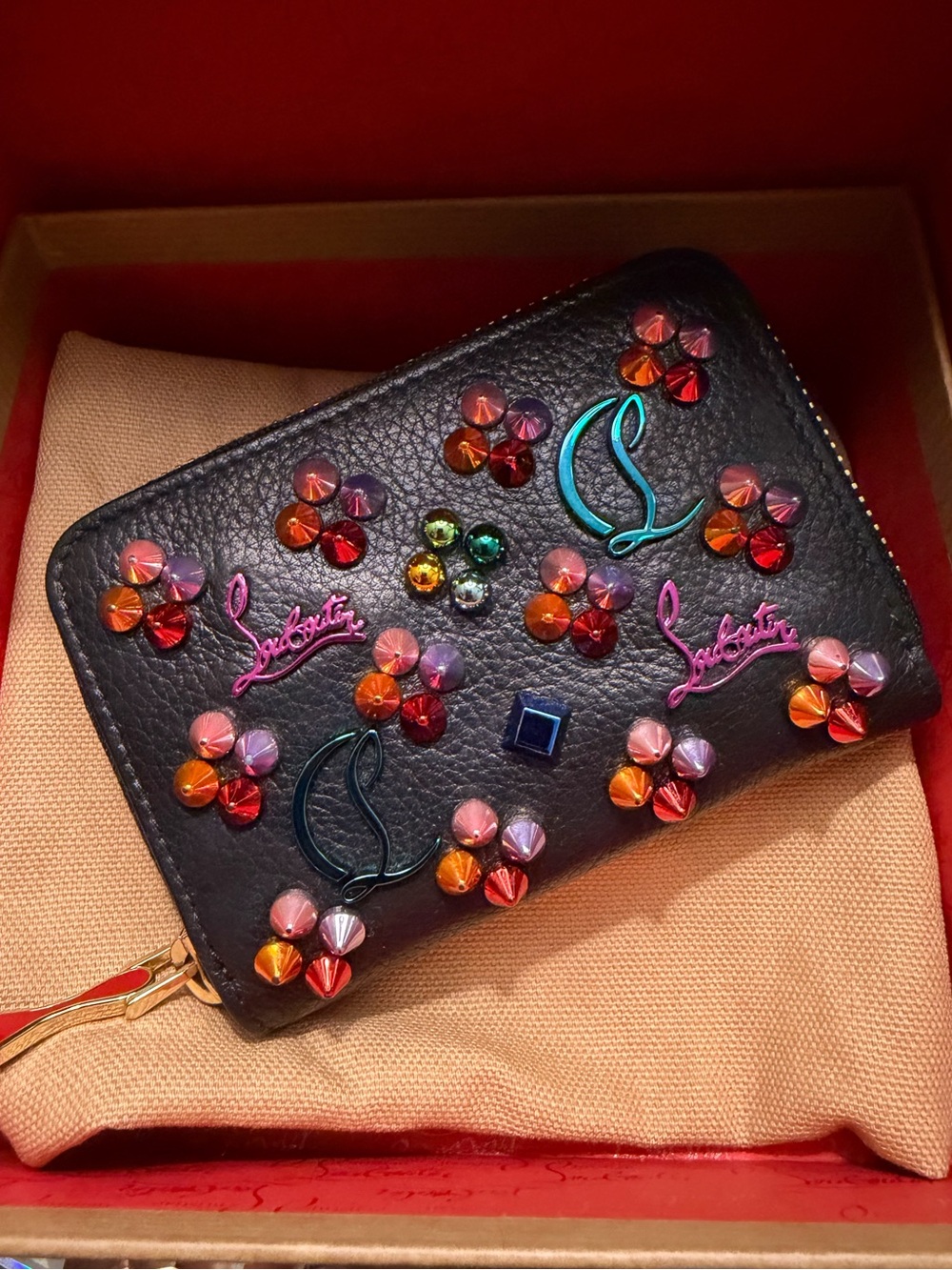 Christian Louboutin Panettone Coin Card Wallet Loubinthesky Boum Multicolor